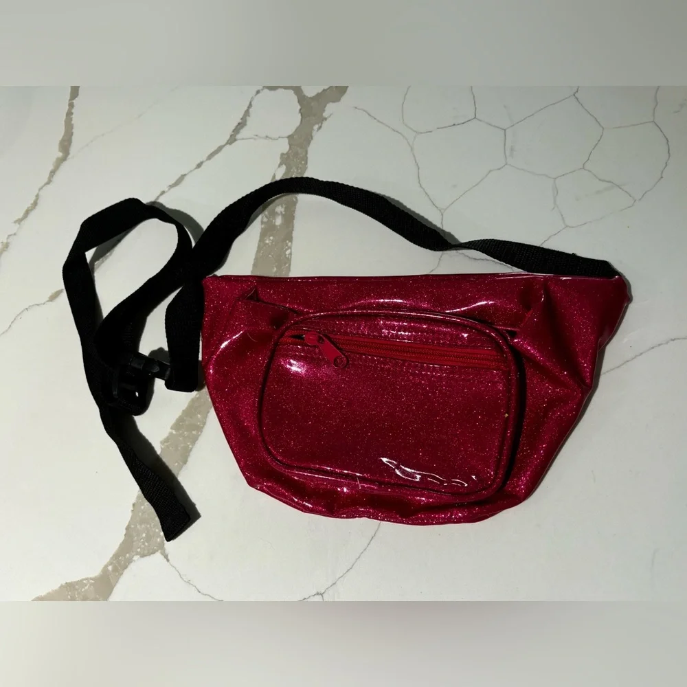 Fanny Pack Shiny Color Design Sparkle Pink Waist Bag For Women Men Kids - Picture 3 of 6